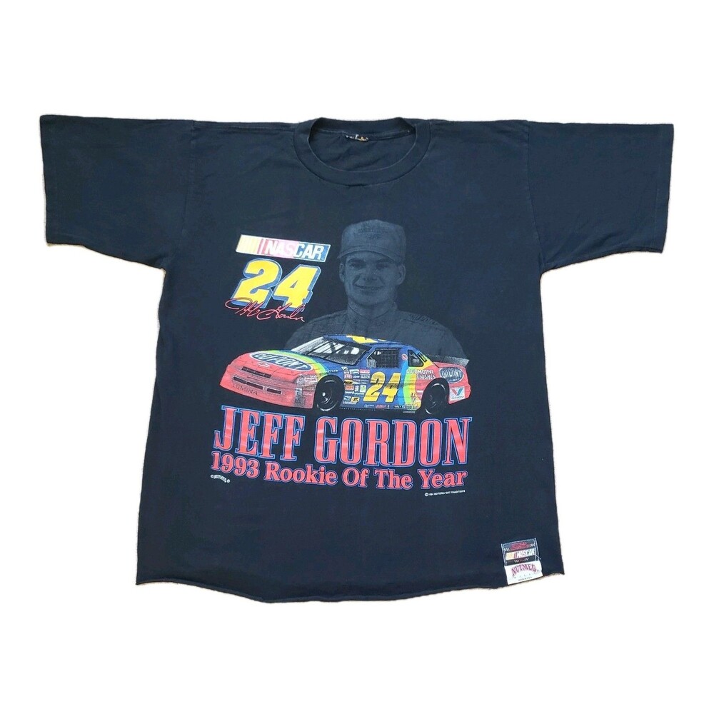 Vintage 90s Nutmeg Jeff Gordon Boxy Large Single Stitch USA Made T-Shirt Rookie